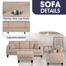 Parrot 3-Piece Sofa Set with Storage Ottoman & USB Charging in Beige