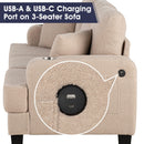 Parrot 3-Piece Sofa Set with Storage Ottoman & USB Charging in Beige