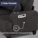 Parrot Uncle Dark Gray 3-Piece Sofa Set with Storage Ottoman & USB Charging