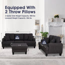 Parrot Uncle Dark Gray 3-Piece Sofa Set with Storage Ottoman & USB Charging