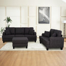 Parrot Uncle Dark Gray 3-Piece Sofa Set with Storage Ottoman & USB Charging