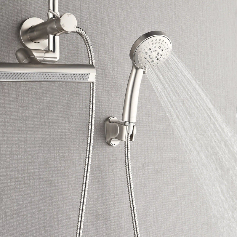 Forno Acqua Fall Mini 9-Inch Overhead Rainfall Shower with 2.5 GPM Flow Rate, Handheld, 7 Way Diverter, Body Jets in Brushed Nickel (SMW1BN-C2)
