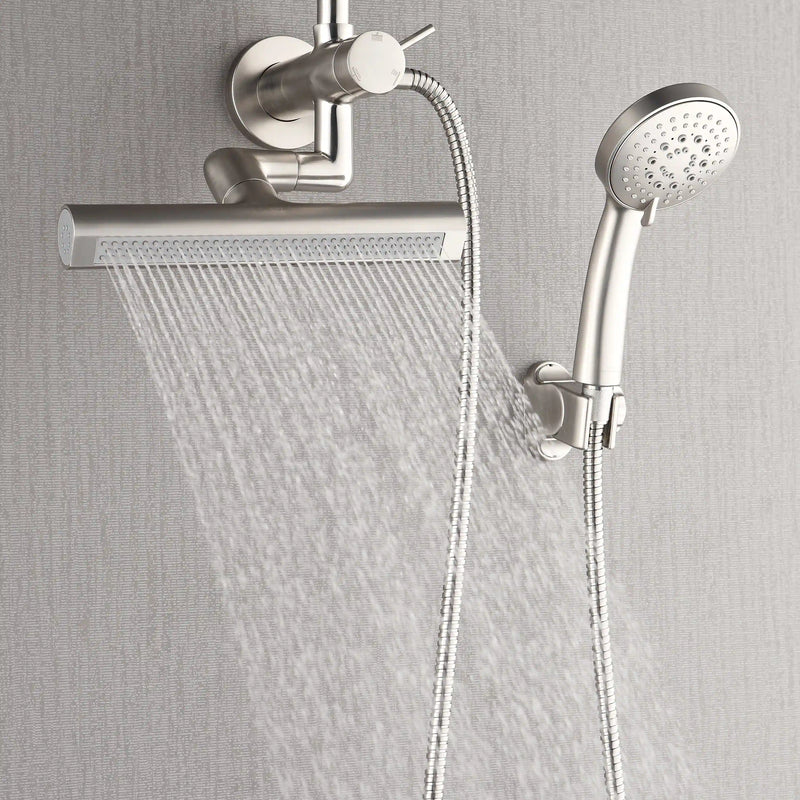 Forno Acqua Fall Mini 9-Inch Overhead Rainfall Shower with 2.5 GPM Flow Rate, Handheld, 7 Way Diverter, Body Jets in Brushed Nickel (SMW1BN-C2)
