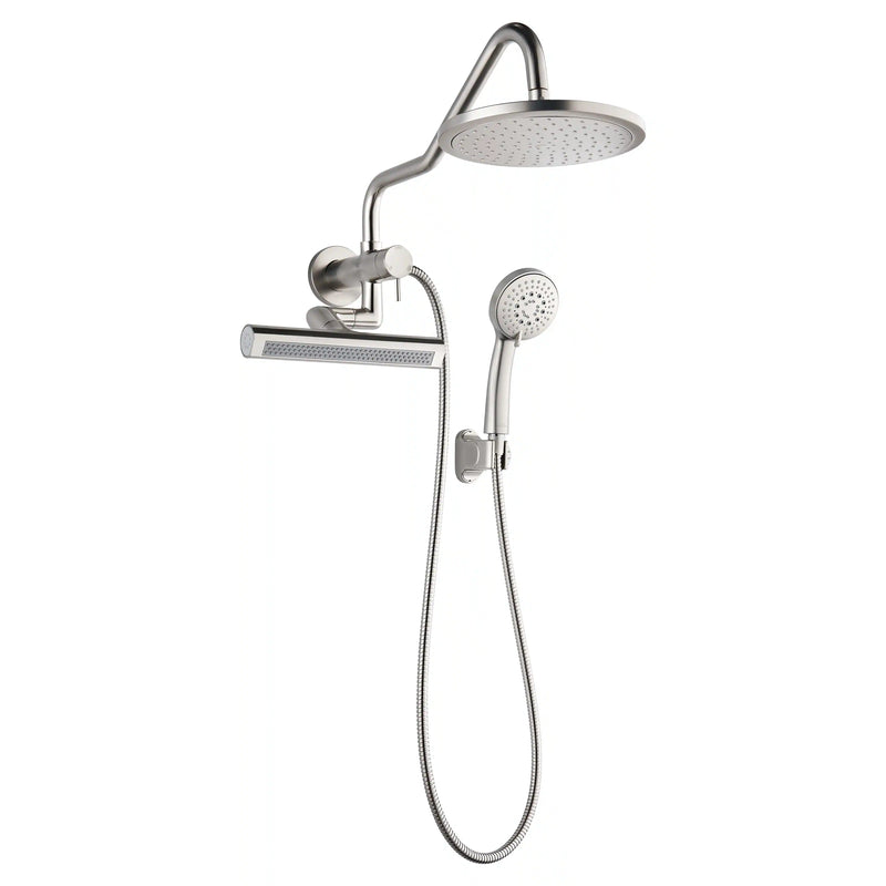 Forno Acqua Fall Mini 9-Inch Overhead Rainfall Shower with 2.5 GPM Flow Rate, Handheld, 7 Way Diverter, Body Jets in Brushed Nickel (SMW1BN-C2)