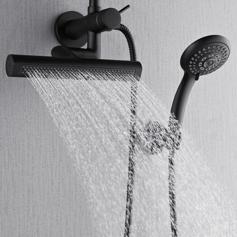 Forno AcquaFALL Mini 8-Inch Overhead Rainfall Shower with 1.8 GPM Flow Rate, Handheld, Body Jets in Matte Black Finish (SMW2BK-C8)