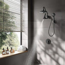 Forno Acqua Fall Mini 8-Inch Overhead Rainfall Shower with 2.5 GPM Flow Rate, Handheld, Body Jets in Matte Black Finish (SMW2BK-C2)