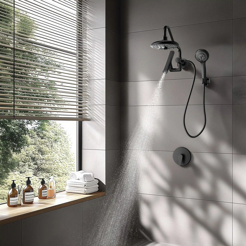 Forno AcquaFALL Mini 8-Inch Overhead Rainfall Shower with 1.8 GPM Flow Rate, Handheld, Body Jets in Matte Black Finish (SMW2BK-C8)