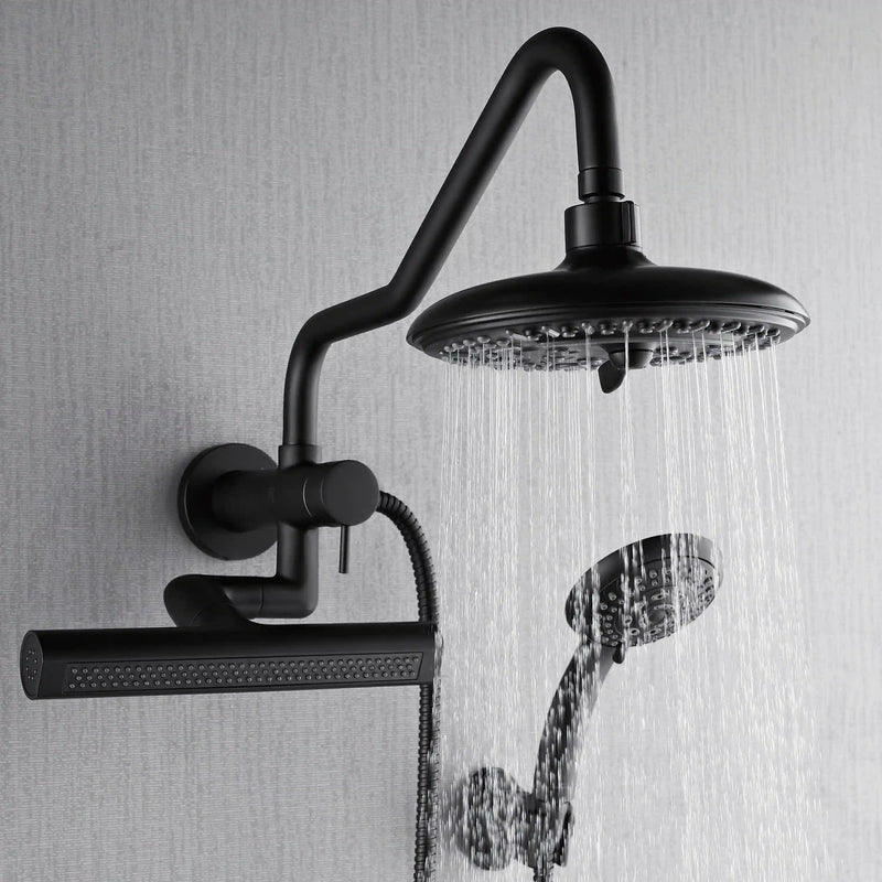 Forno AcquaFALL Mini 8-Inch Overhead Rainfall Shower with 1.8 GPM Flow Rate, Handheld, Body Jets in Matte Black Finish (SMW2BK-C8)