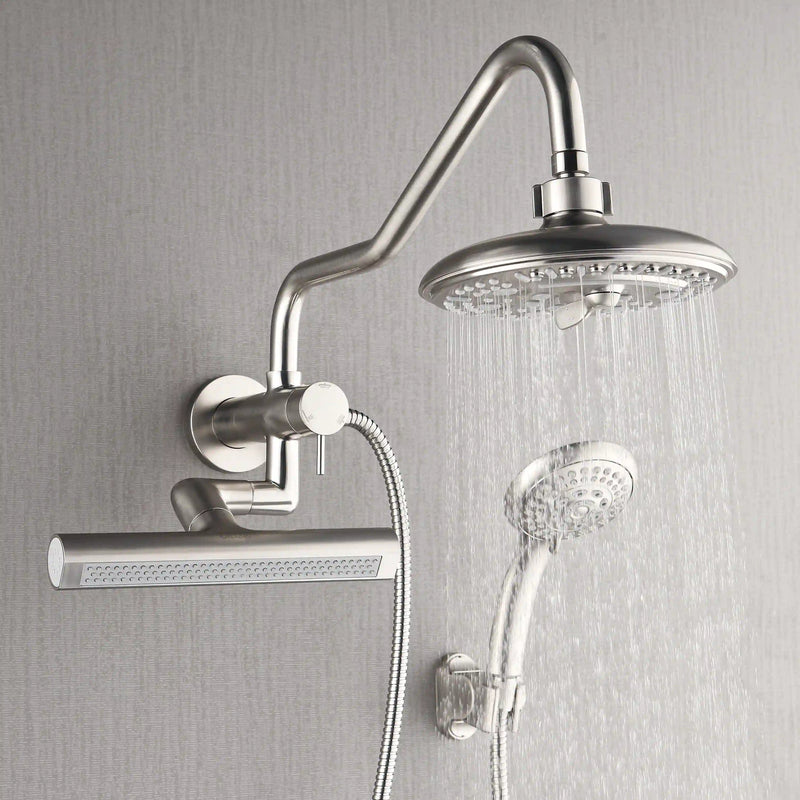 Forno Acqua Fall Mini 8-Inch Overhead Rainfall Shower with 2.5 GPM Flow Rate, Handheld, Body Jets in Brushed Nickel (SMW2BN-C2)