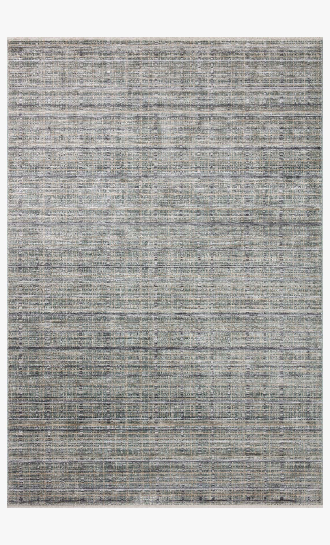 Abstract rectangular runner rug in blue-gray with horizontal stripe motif