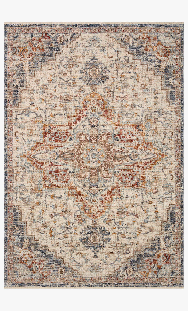 Loloi II Sorrento Traditional Ivory and Fiesta 5' 3" x 7' 6" Area Rug