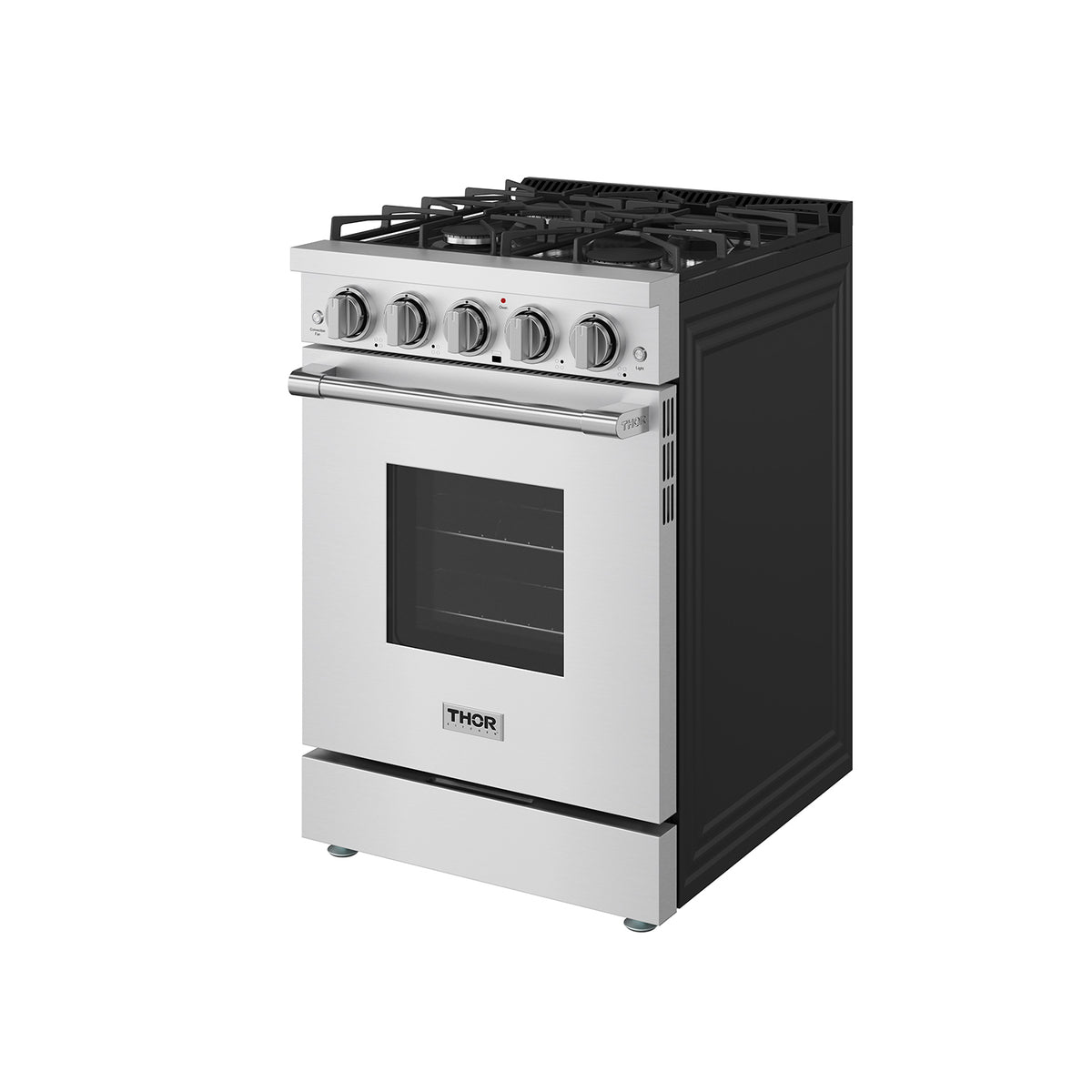 24-inch stainless steel gas range angled right view