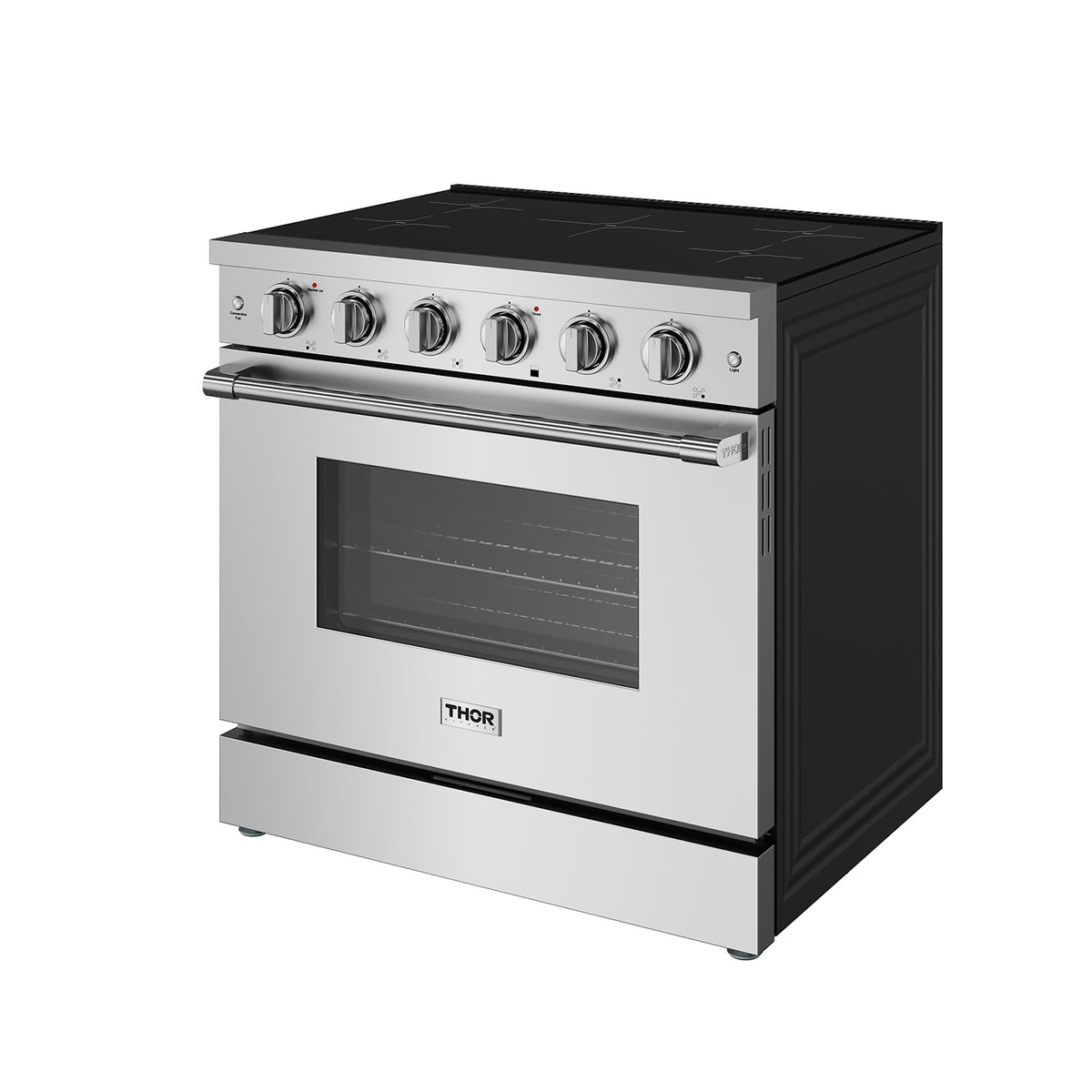 36-inch stainless steel induction range angled right view