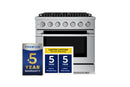 Hauslane HausPro Series 36-Inch Gas or Dual Fuel Range with 6 Burners and Convection Oven in Stainless Steel