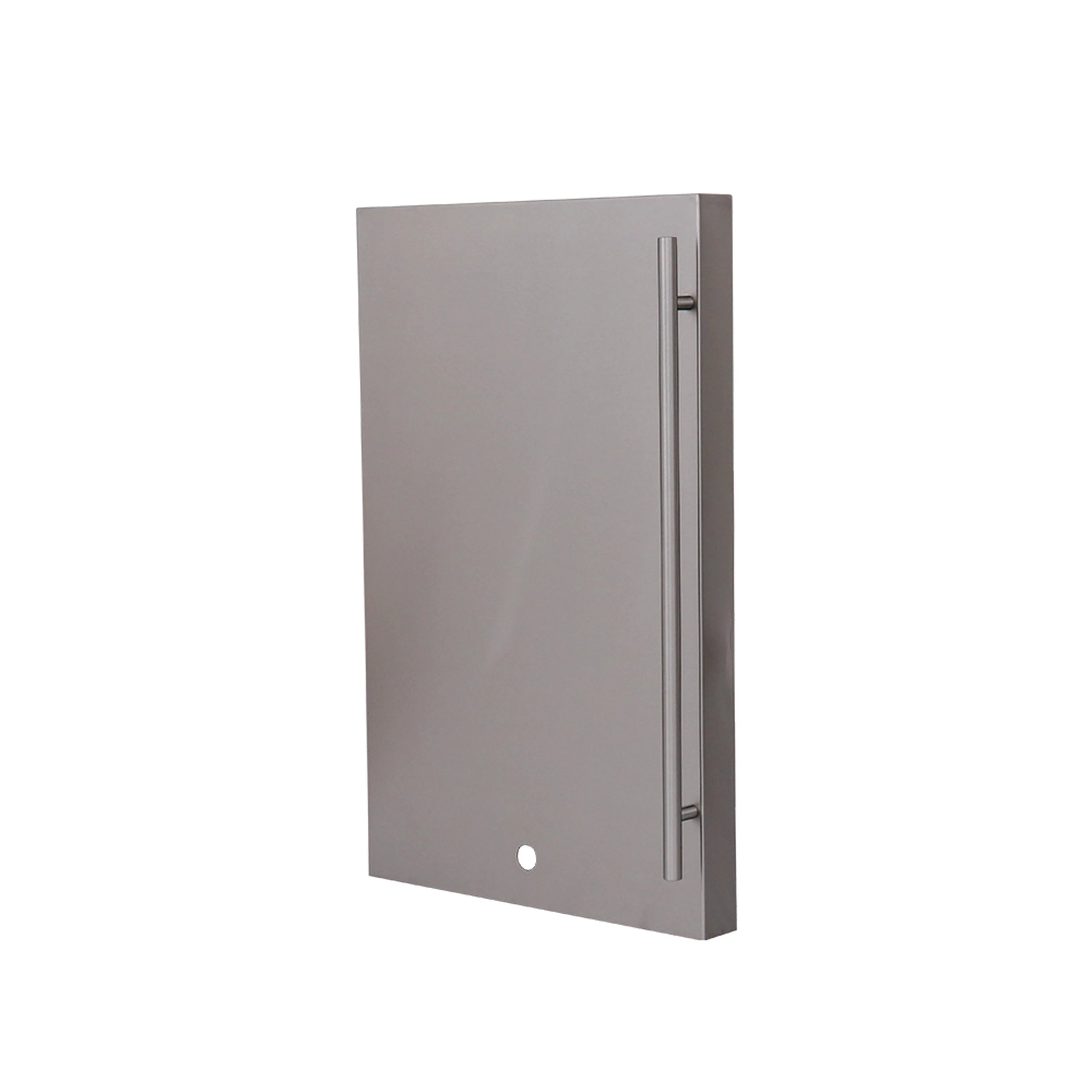 Stainless steel refrigerator door liner panel with left-hinge handle