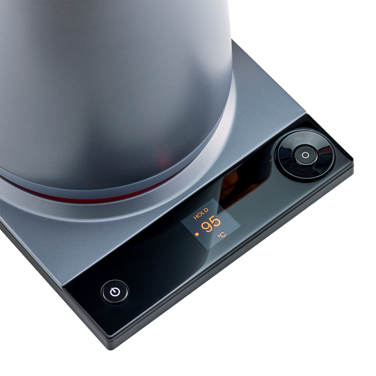 Electric Turkish tea maker base with digital display and control knob, dark navy finish