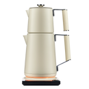 SAKI Turkish Tea Maker Machine Pro, Electric Double-Pot Teapot 1.75L 120V, 120 Min Keep-Warm, Stainless Steel BPA-Free, Auto Shut-Off & Boil-Dry, LED Brew Ring