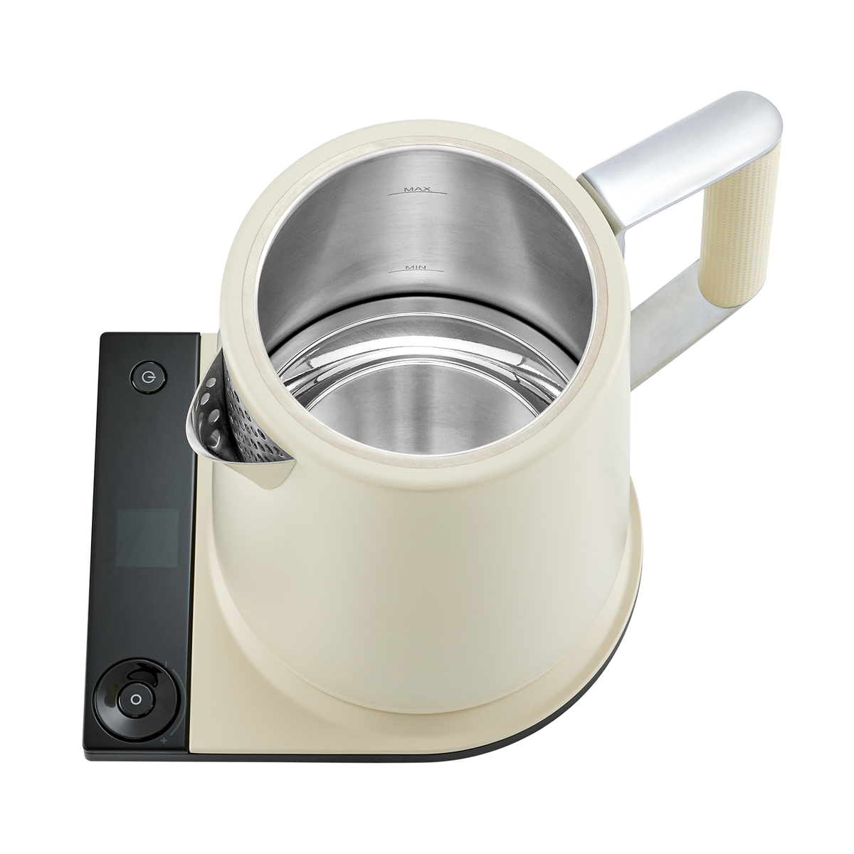 Pearl white Turkish tea maker with open top pot and stainless inner warming chamber