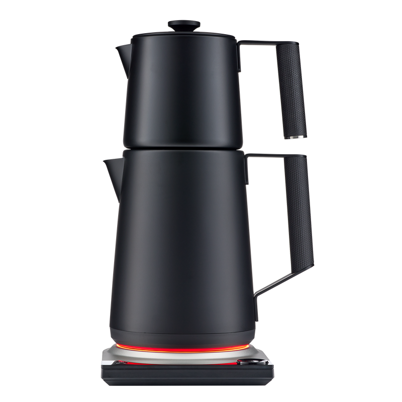 SAKI Turkish Tea Maker Machine Pro, Electric Double-Pot Teapot 1.75L 120V, 120 Min Keep-Warm, Stainless Steel BPA-Free, Auto Shut-Off & Boil-Dry, LED Brew Ring