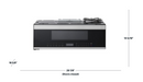 Thor Kitchen over-the-range slim microwave and vent hood, front with dimensions labeled