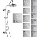 Forno Acqua Spa Retrofit 8-Inch Overhead Rainfall Shower with 2.5 GPM Flow Rate, Handheld, Body Jets, 6 Way Diverter in Polished Stainless Steel (SC32CP-C2)