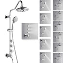 Forno Acqua Spa Retrofit 8-Inch Overhead Rainfall Shower with 1.8 GPM Flow Rate, Handheld, Body Jets, 6 Way Diverter in Polished Stainless Steel (SC32CP-C8)