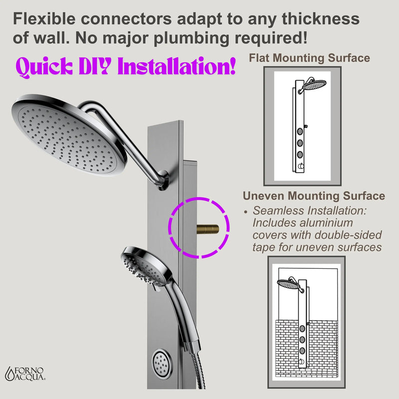 Forno Acqua Spa 9-Inch Overhead Rainfall Shower Panel with 2.5 GPM Flow Rate and SensoTemp, Handheld, Body Jets in Stainless Steel (SL31BC-L2)