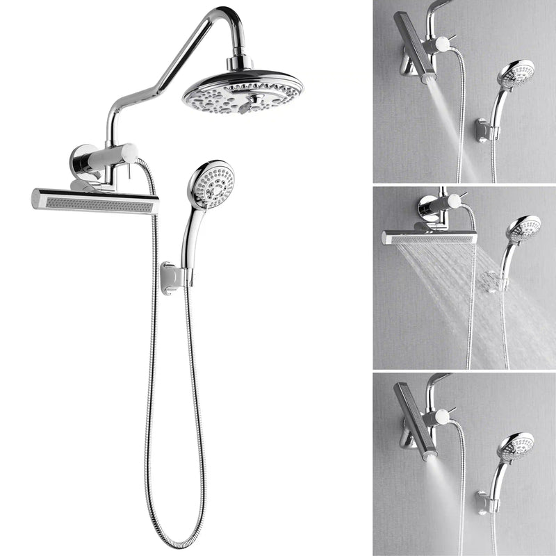 Forno AcquaFALL Mini 8-Inch Overhead Rainfall Shower with 2.5 GPM Flow Rate, Handheld, Body Jets in Polished Stainless Steel (SMW2CP-C2)