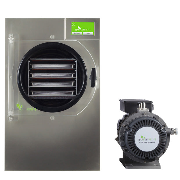 Stainless steel home freeze dryer with circular door and four internal trays