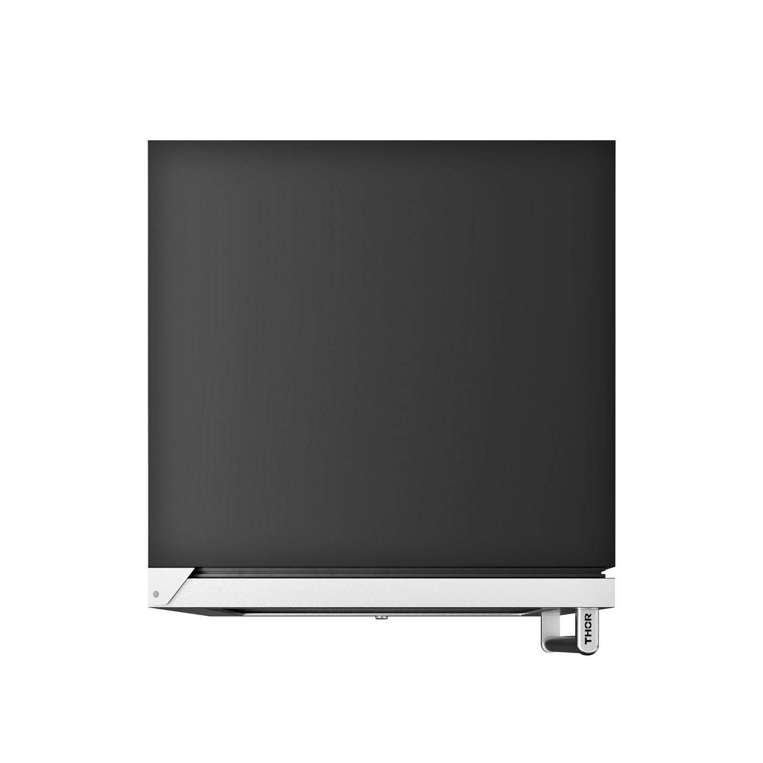 Black under-counter cooler back panel with vented base and power cord