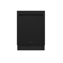 Black built-in dishwasher front door with top handle and THOR logo.