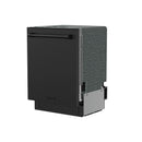 Black built-in dishwasher rear-side view with insulation panel and front corner.