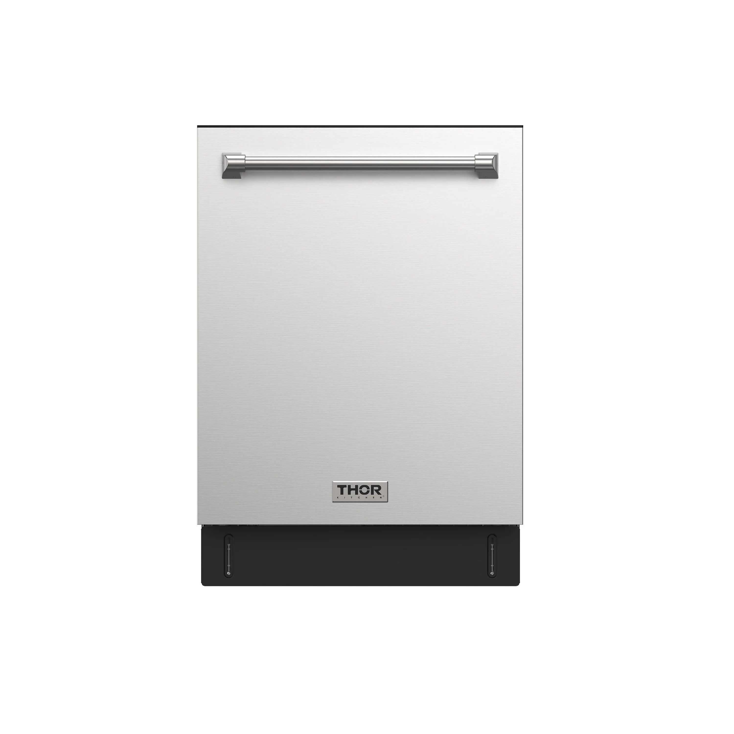 Stainless steel dishwasher with front handle and THOR logo