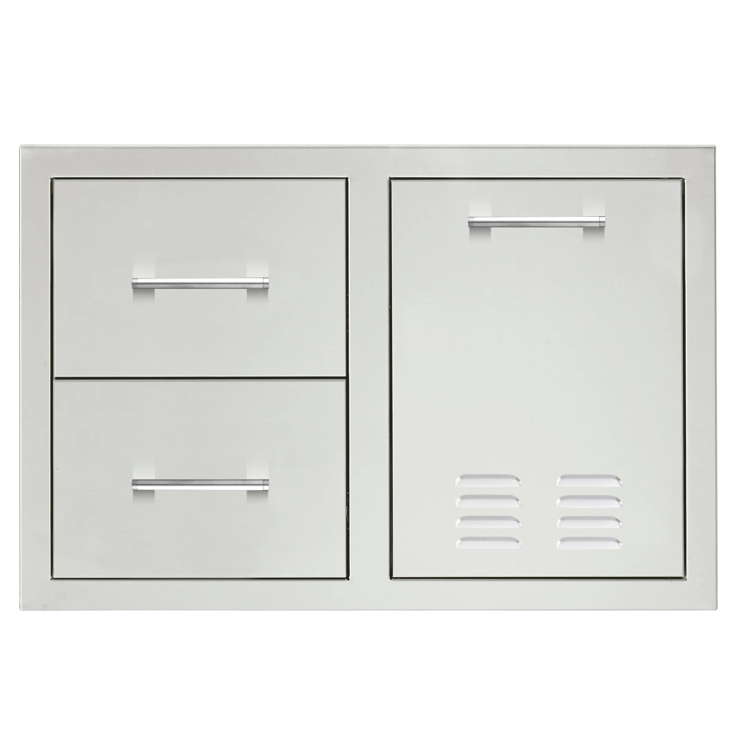 TrueFlame 33-inch 2-drawer LP tank pullout drawer combo, vented panel with bar handles