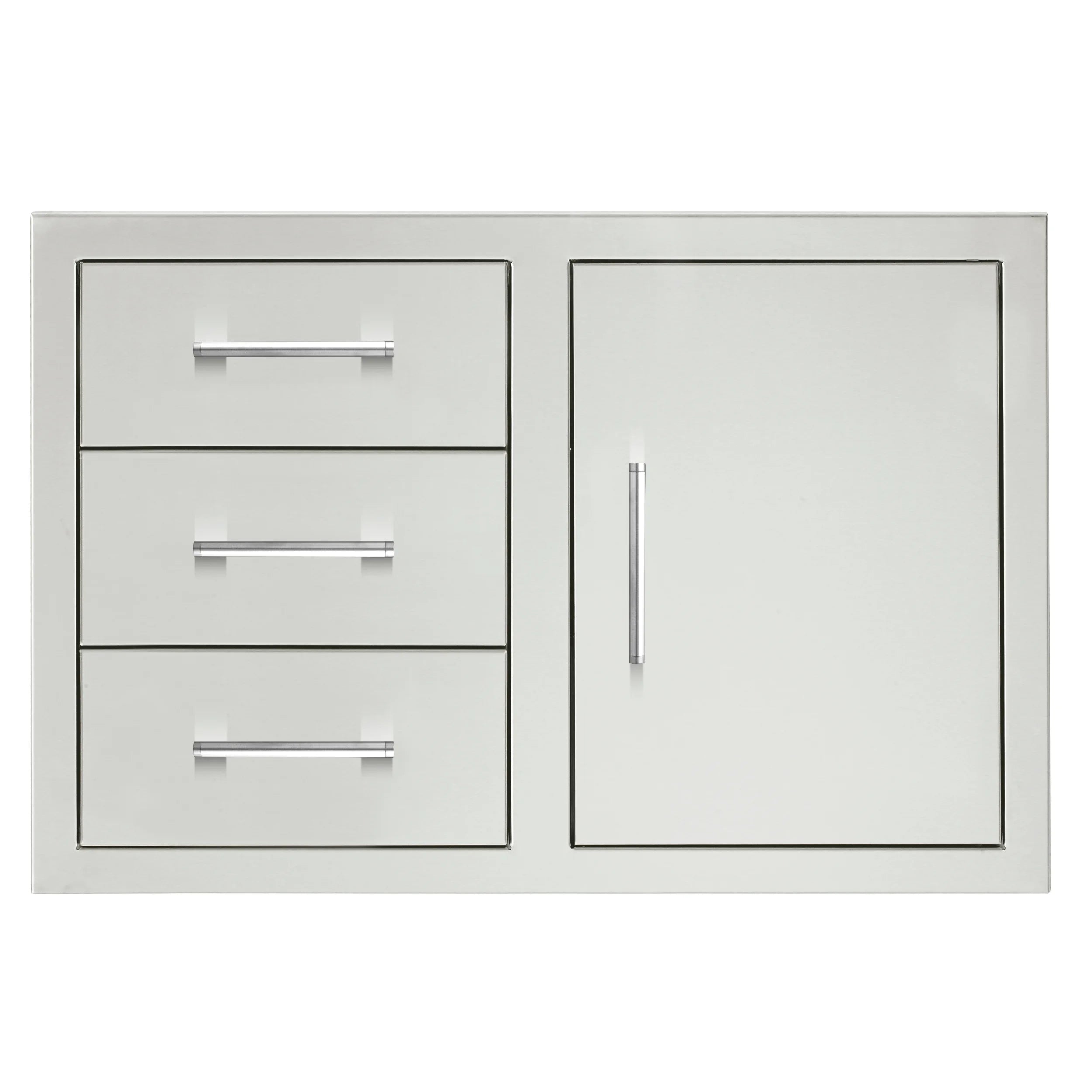 TrueFlame gray 3-drawer and access door cabinet with black trim