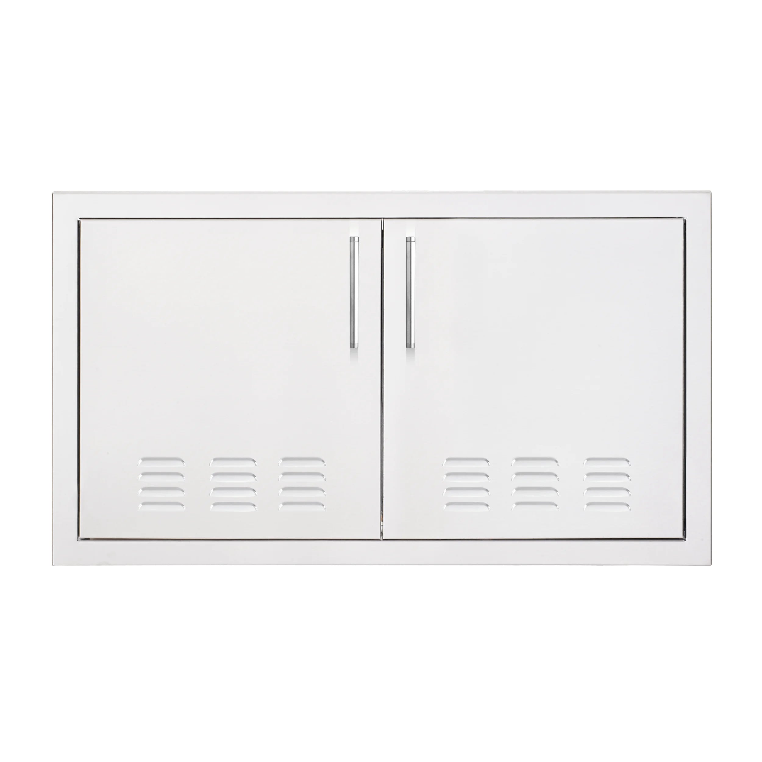 33-inch vented double access door with silver frame, central latch, and vent panels