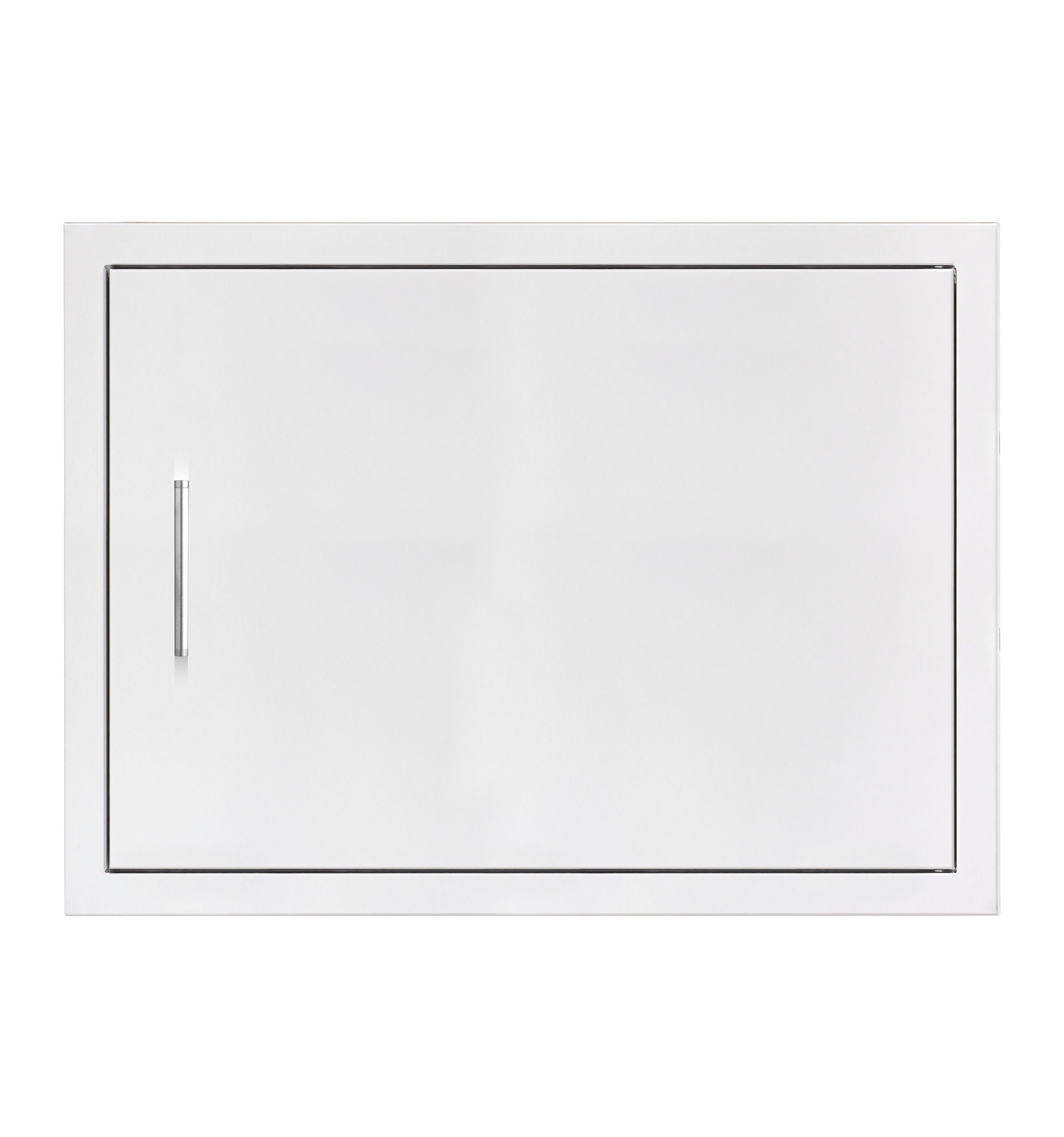 Horizontal access door with dark frame and recessed handle