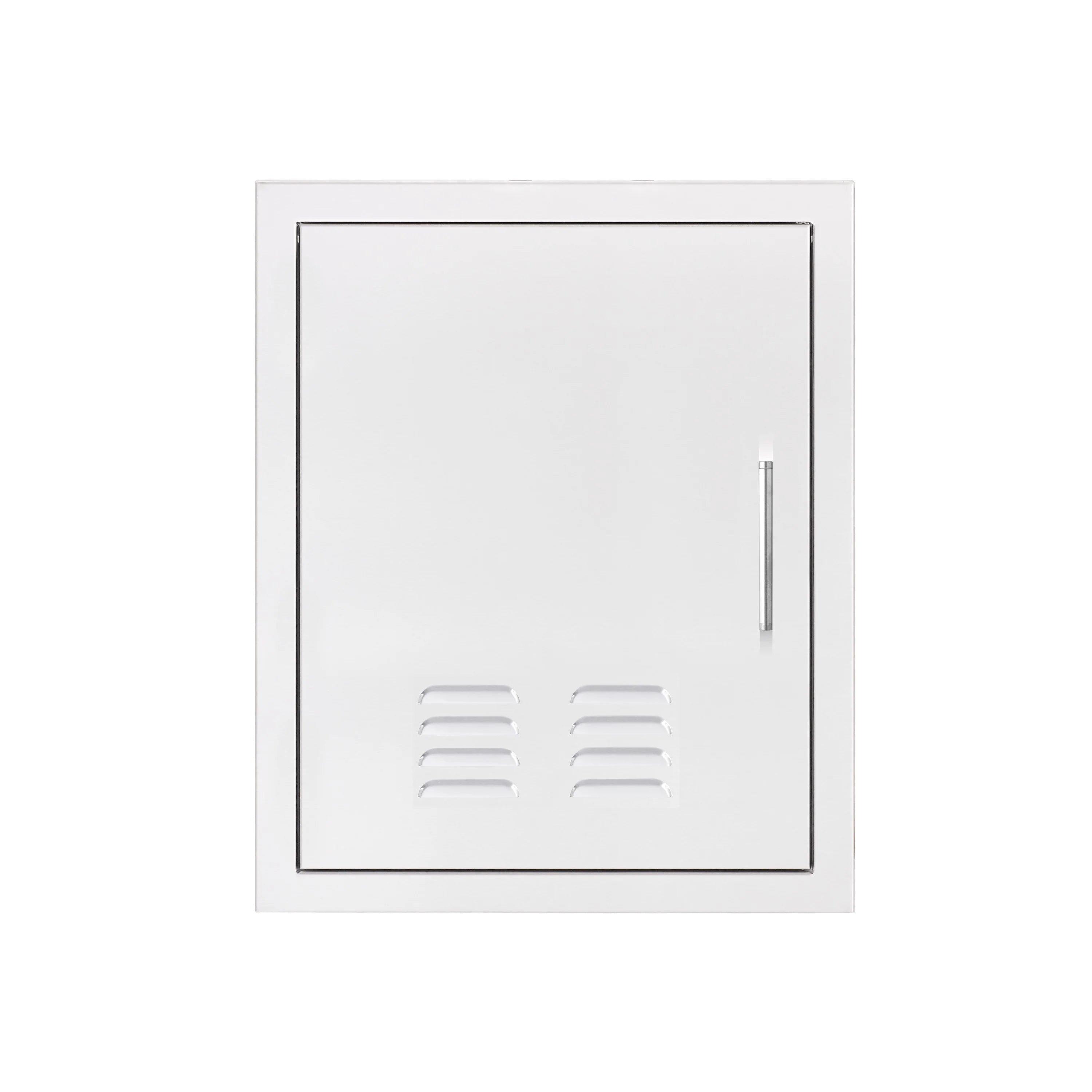 Vented vertical access door with two lower air vents and slim handle, white frame