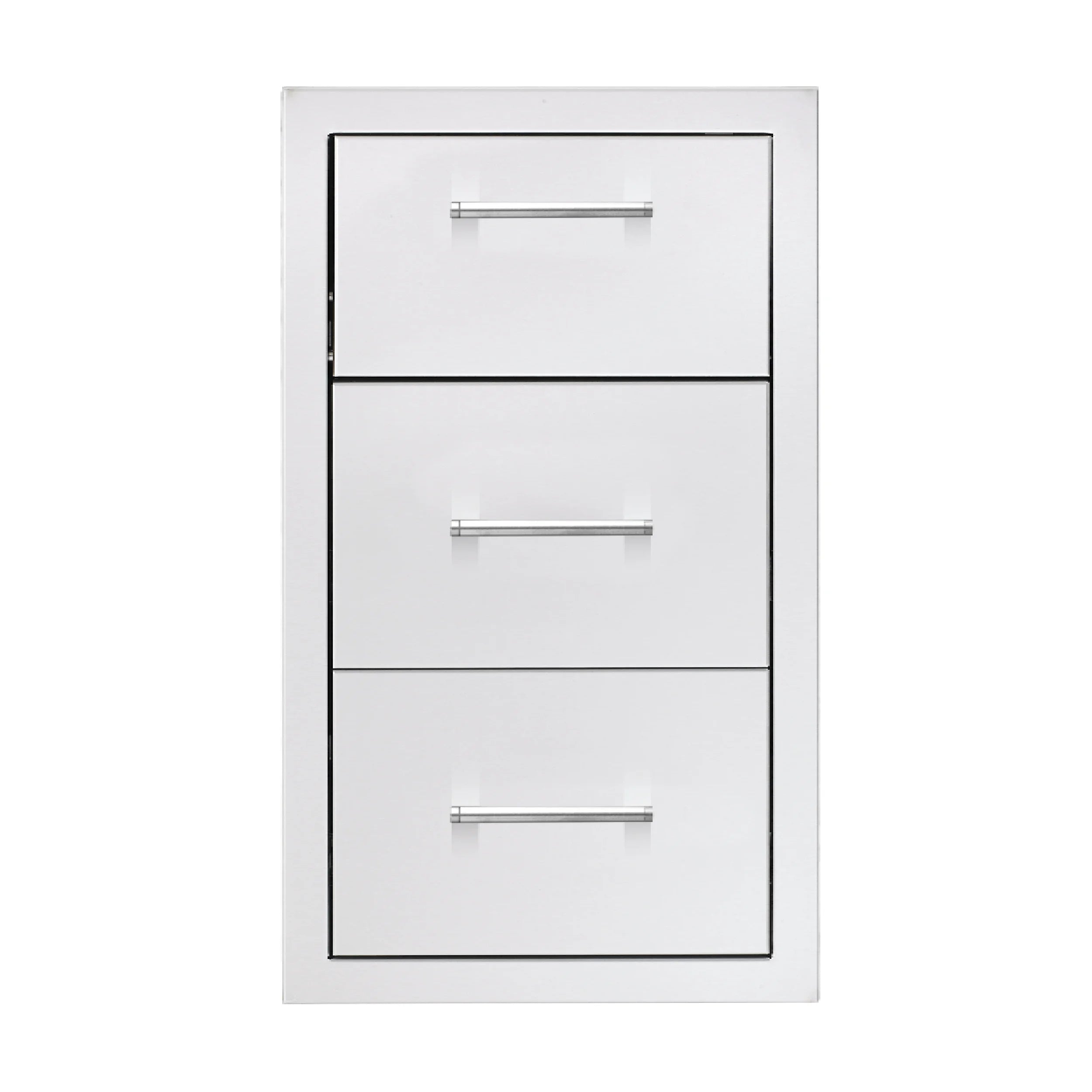 TrueFlame vertical cabinet with 2 drawers and top paper towel holder, white with chrome pulls