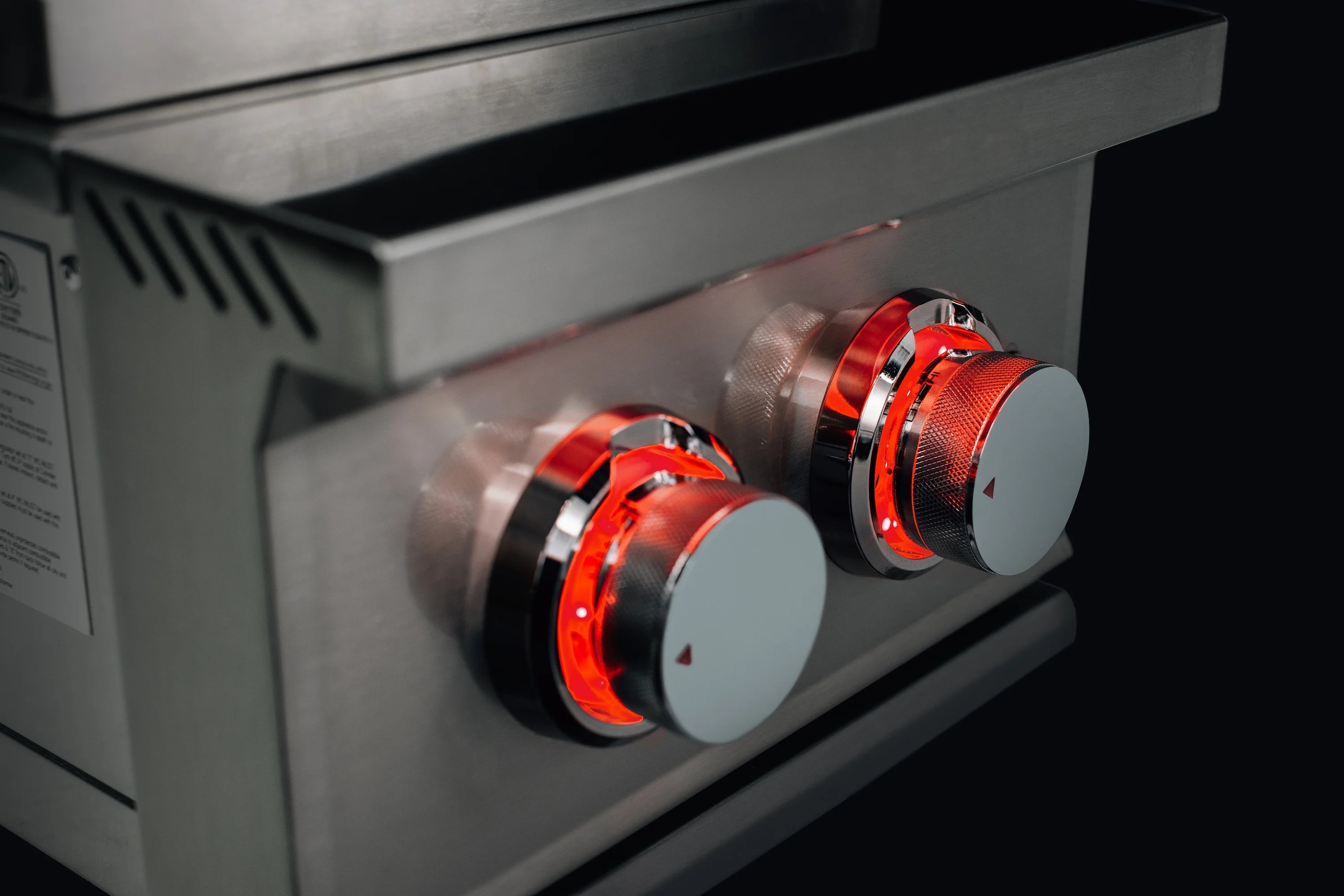 Stainless steel double natural gas side burner with two red-ring control knobs
