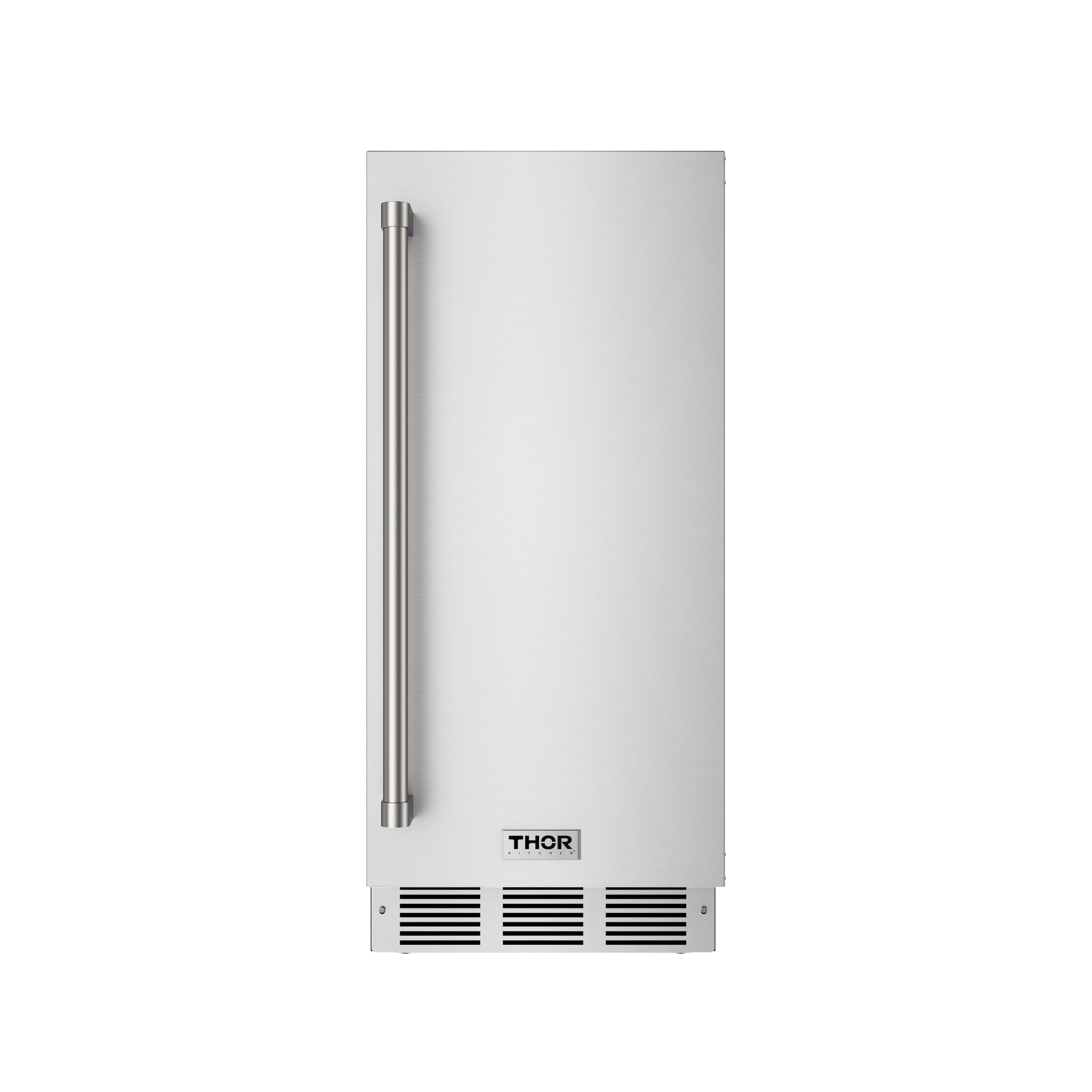 Stainless ice maker with side handle and bottom vent grilles