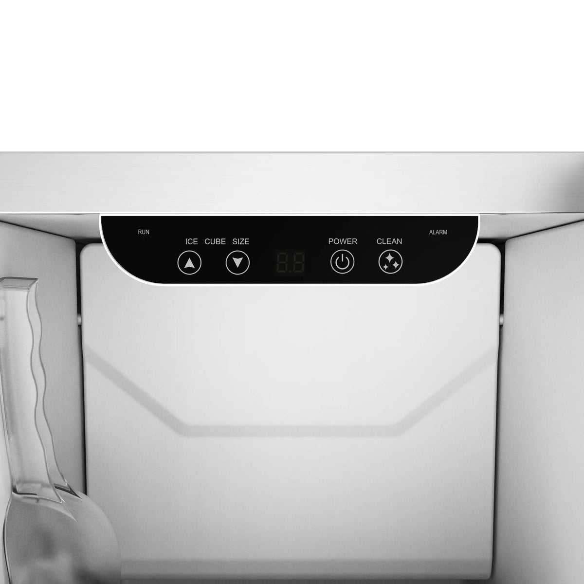 Refrigerator ice maker control panel with LED display and buttons