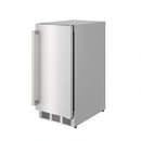 Stainless steel ice maker side view with handle bars and front ventilation