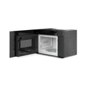 Thor Kitchen over-the-range microwave and vent hood, door open, stainless interior frame