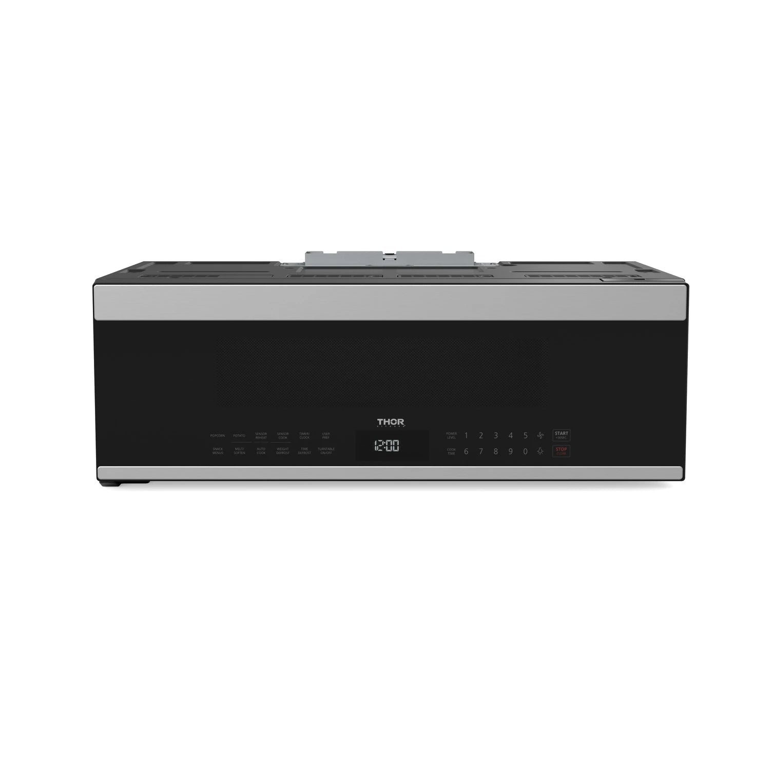 Thor Kitchen over-the-range slim microwave and vent hood, top and front view