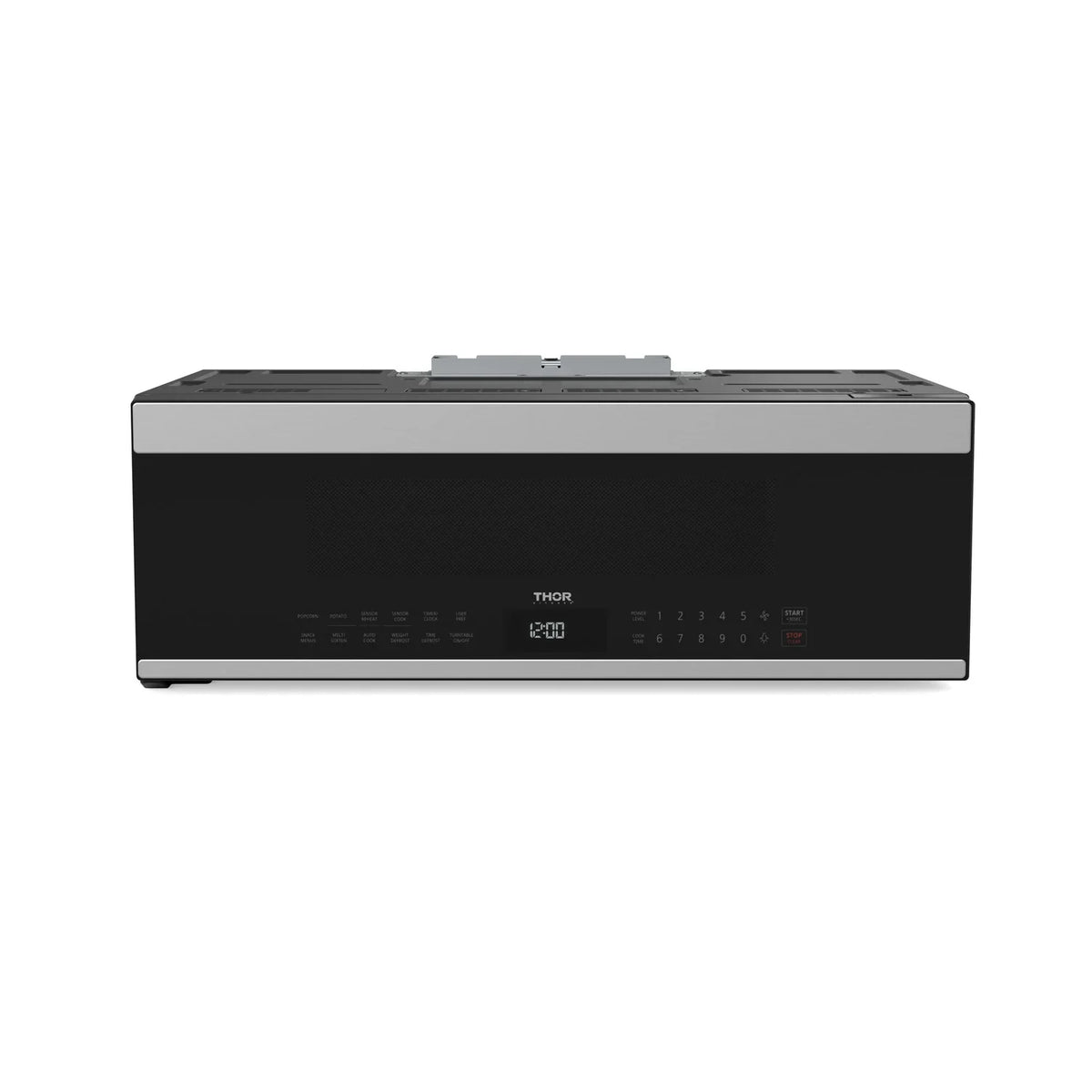 Thor Kitchen over-the-range slim microwave and vent hood, top and front view