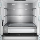 Dual cooling interior of stainless 36-inch refrigerator with adjustable shelves