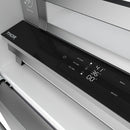 Stainless 36-inch refrigerator control panel with digital display and button controls