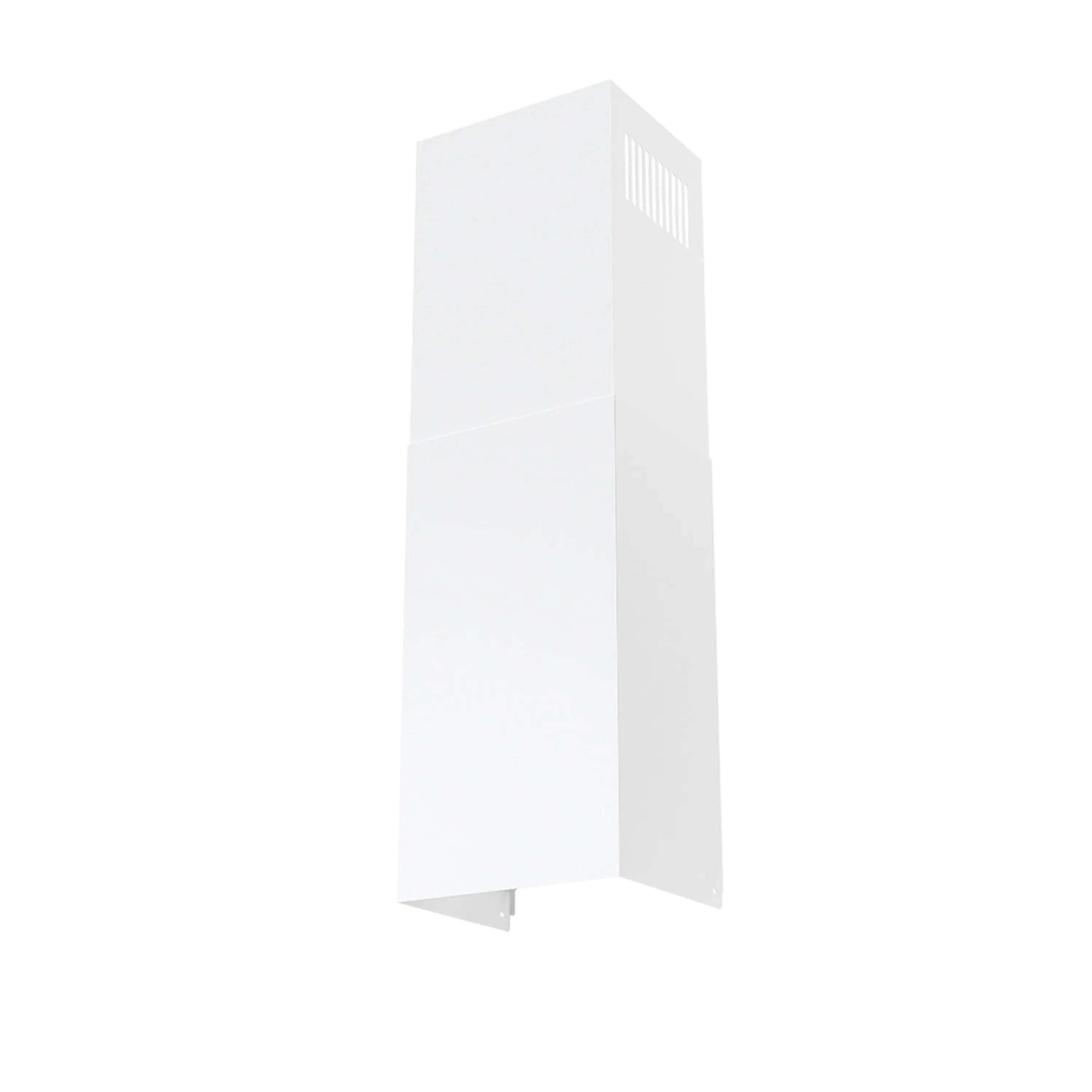 White wall-mount appliance hood panel with vertical vented design