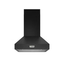 Black wall-mount range hood front with Thor logo on the canopy
